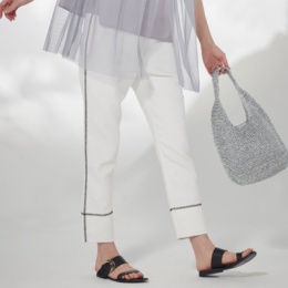 KidsAngel カットデニム3本針ステッチテーパードパンツ