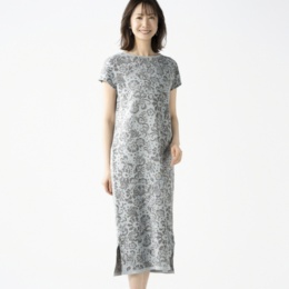 ドネモア 洗えるボタニカルジャガードワンピース