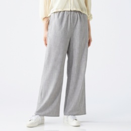 Provador イージーウエスト麻調サラサラ ワイドパンツ