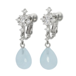 アクアマリン&CZ ペアシェイプイヤリング/ピアス[リオラ]