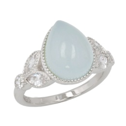 シルバー925 アクアマリン&CZ ペアシェイプリング[リオラ]