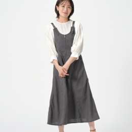 MINHA KILAKILA 麻混合皮使いジャンパースカート