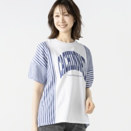 GRC ストライプ切替プリントTシャツ