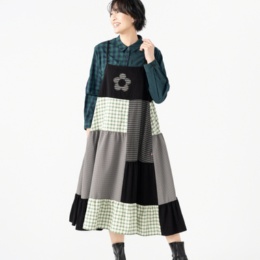  PERSONS チェックパッチワークジャンスカ