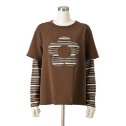 PERSONS レイヤード風袖ボーダーTシャツ