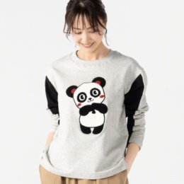  PERSONS 袖配色パンダ刺繍Tシャツ