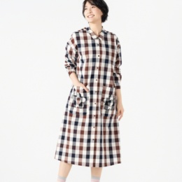 PERSONS チェックコンビシャツワンピース