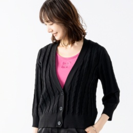 MASAGO 総ケーブル編みVネックニットカーディガン