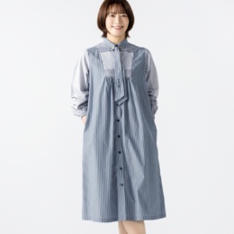 スクープクラブ ネクタイがアクセント マルチストライプワンピース