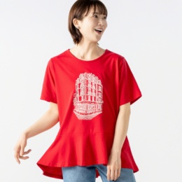 スクープクラブ 街並みプリント ペプラムプルオーバー