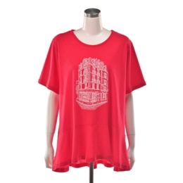  スクープクラブ 街並みプリント ペプラムプルオーバー