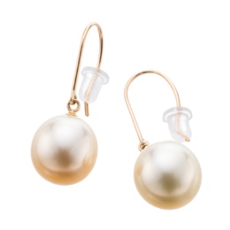 10KYG シャンパンカラー白蝶真珠スイング イヤリング/ピアス