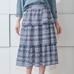 RUSTY 3段ティアードフレアーリゾートスカート