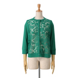 Provador 刺繍レース ストレッチカーディガン