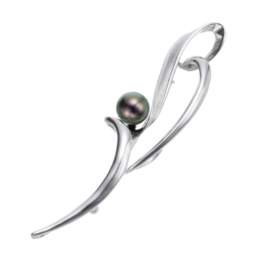 Permore テリ最強ピーコック SV黒蝶真珠 ブローチ9mm