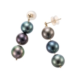 18KYG黒蝶真珠 トリニティイヤリング/ピアス8mm テリ最強