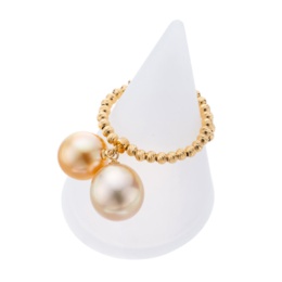 18KYG 白蝶真珠 フリーサイズツインリング 8-9mm