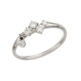  ボツワナ産ダイヤモンド PT ピンキーリング 計0.11ctUP