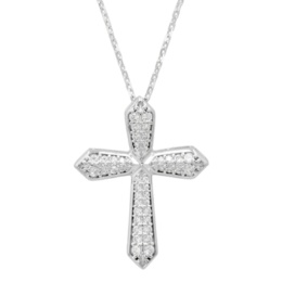 DIAMONIQUE SS グランドクロスペンダント計約0.35ct