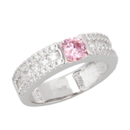 DIAMONIQUE SV925 ピンク&クリア リング計約1.08ct