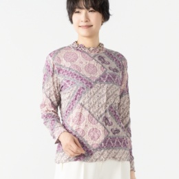 タカシマヤスタイルプリュ ランダムプリーツプルオーバー[プリント]