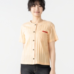 CORNPOPPER ノーカラードビー柄シャツ