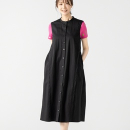 KiKKi バンドカラーノースリーブワンピース