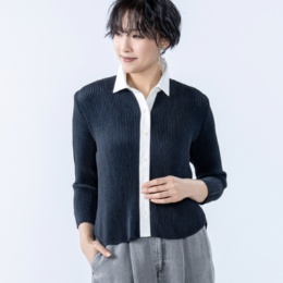 SPECCHIO シャトルプリーツフリーサイズ異素材MIXシャツ