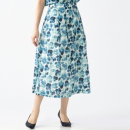 FEE CERISE グラデーションフラワー柄プリントフレアースカート