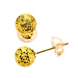 純金/18K ファインカットミラーボールスタッドイヤリング/ピアス