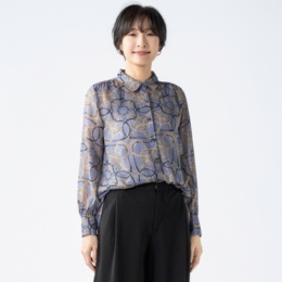 Oh My Tailor シャイニーシフォンプリントブラウス