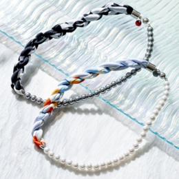 calma スカーフパールビーズMIXネックレス