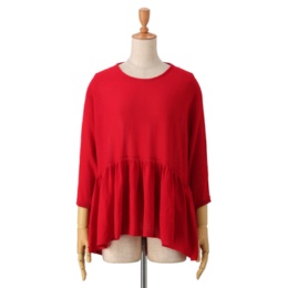  ANNE COQUINE ドルマンスリーブギャザーニットプルオーバー