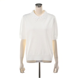 アンコキーヌ（AnneCoquine） ANNE COQUINE レース襟付きニット半袖トップス