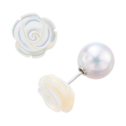 ピアルミナ PT アコヤ真珠&ローズシェル ピアス 8.5mm