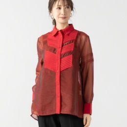  BOUTIQUE JUNKO ピンタックシアーシャツ ネット限定カラー