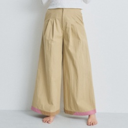 miilean 裾配色のタックワイドパンツ