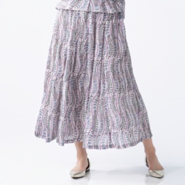 myM インド綿混ブロックプリントスカート