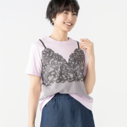 Pixie Heart レースキャミプリントTシャツ