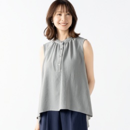 YULAX ビンテージデシン美ラインギャザートップス