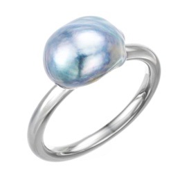  IRIS・SPIRA和真珠リング グレー系9.0mm