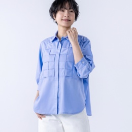 Abanicos デザインクロス クロップドスリーブシャツ