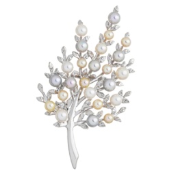SV ナチュラルカラーアコヤ真珠 ツリーブローチ/ペンダントヘッド