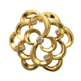  マエストロ 純金ダイヤモンドフローラルデザインペンダントヘッド