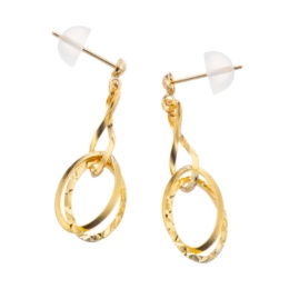 純金/18K オーバルツイスト イヤリング/ピアス