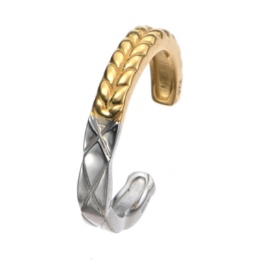 純金/純プラチナ ハーフ&ハーフ デザイン イヤーカフ