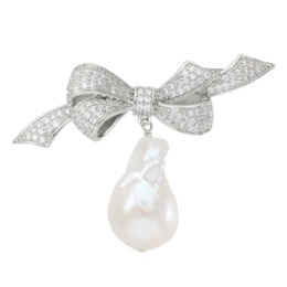 Tar Tar オーロラリップル真珠 リボン ブローチ[ルット]