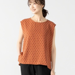 Provador さらさらドットドビー ノースリーブブラウス