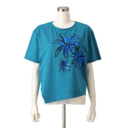 MORNMAGIE 幸運のティアレ タヒチ花 箔プリントTシャツ