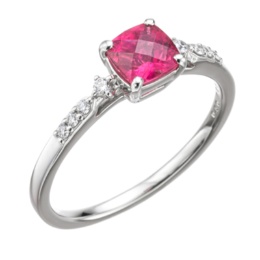 ルベライト PT クッションシェイプ  リング 0.50ctUP